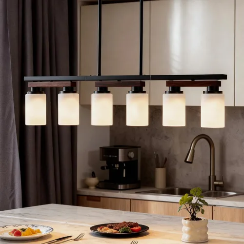 Miniatura 21 de 4 lámparas de isla de cocina y accesorios de iluminación de comedor de granja sobre mesa, colgante rústico ajustable para techo - Diseño giratorio