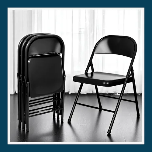 Miniatura 10 de OEF Furnishings OEF900 Series - Sillas plegables de acero ligeras prémium (paquete de 4, negro)