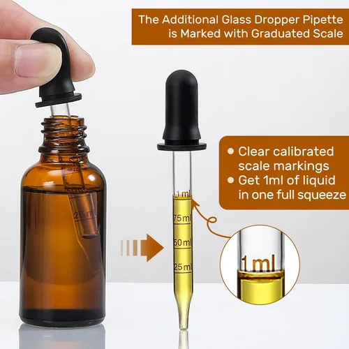 Miniatura 4 de AOZITA Paquete de 4 botellas cuentagotas de 1 oz, Ámbar
