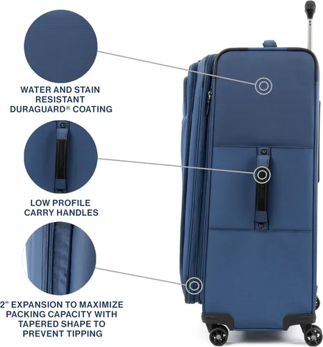 Miniatura 6 de Travelpro Tourlite Softside Equipaje Expandible con 4 Ruedas Giratorias, Maleta Ligera, Hombres y Mujeres, Azul, Grande a cuadros, 29 pulg., Equipaje