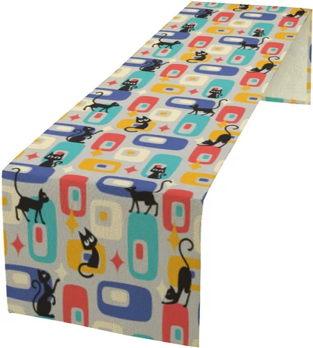 Miniatura 10 de Camino de mesa con estampado de piel de vaca, lino y algodón, rústico, estilo occidental, color negro, marrón, piel de vaca, para decoración