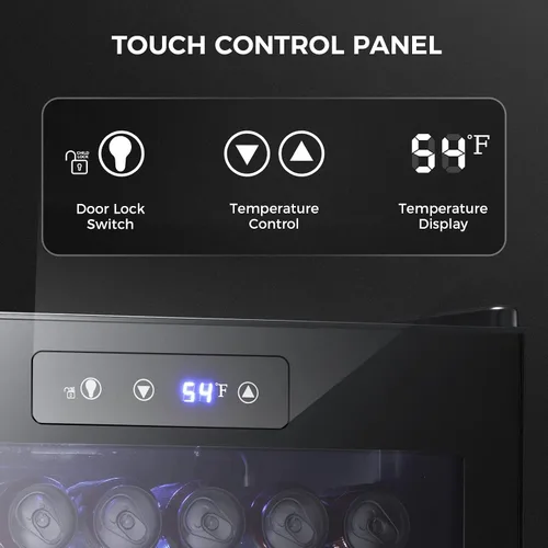 Miniatura 3 de Kismile Refrigerador y enfriador de bebidas de 4.5 pies cúbicos, mini puerta de vidrio para 145 latas, pantalla digital de temperatura