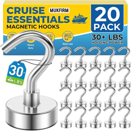 Miniatura 24 de Paquete de 12 ganchos magnéticos para cabañas de crucero 2026, vacaciones en la playa, 30 libras, imán resistente con gancho, ganchos magnéticos