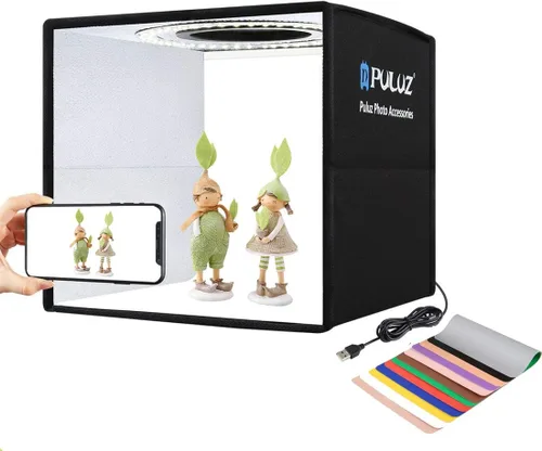 Miniatura 9 de PULUZ Caja de luz portátil para estudio fotográfico, caja de fotos grande de 24.6 x 16 pulgadas, kit de estudio profesional regulable con 672 luces