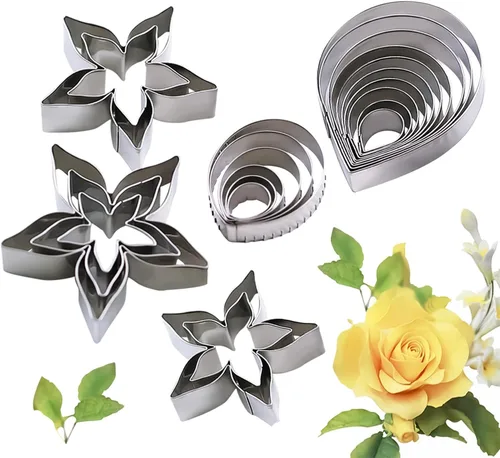 Miniatura 11 de KALAIEN Molde de pasta de goma de pétalo de hoja de pétalos de azúcar, herramientas de artesanía de rosa, vetas dobles Rose Petal