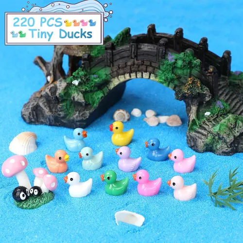 Miniatura 4 de JIUZHU 220 Piezas Mini Patos de Resina Patos Pequeños Fiesta de Cumpleaños Figura en Miniatura Paisaje Acuario Decoración DIY Bonsái
