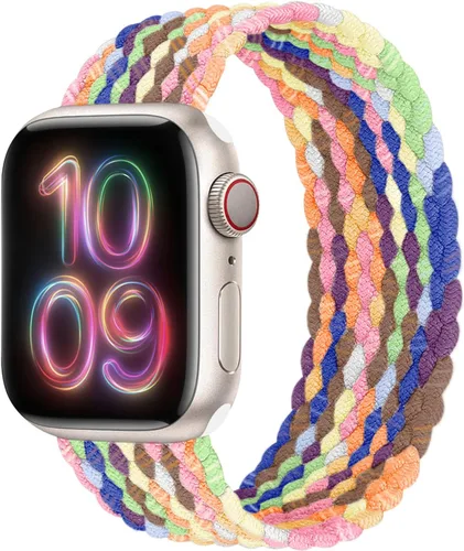 Miniatura 8 de Correa elástica de nylon trenzada Solo Loop, compatible con correas de Apple Watch de 1.496 pulgadas, 1.575 pulgadas, 1.614 pulgadas, 1.654