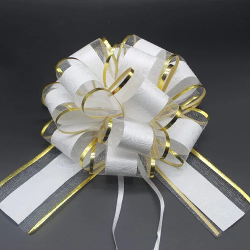 HSXJJ 6 Piezas de Lazos de Tirar Blancos para Envolver Regalos, Lazos de Cinta de Boda de 6 Pulgadas para Paquetes de Regalos, Cestas de Regalo,