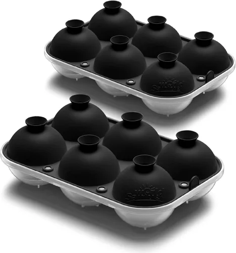 Miniatura 15 de Samuelworld - Gran molde para bolas de hielo con tapa, bolas de hielo de 6 x 2,5 pulgadas - Sin BPA, bandeja de hielo redonda de silicona fácil