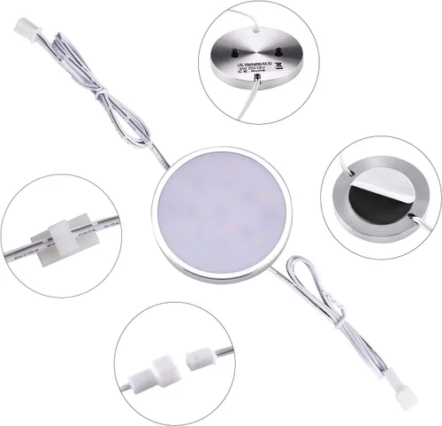 Miniatura 2 de Accesorio de iluminación LED para debajo del mostrador, paquete de 3 luces conectables con cable para debajo del gabinete para cocina, luces