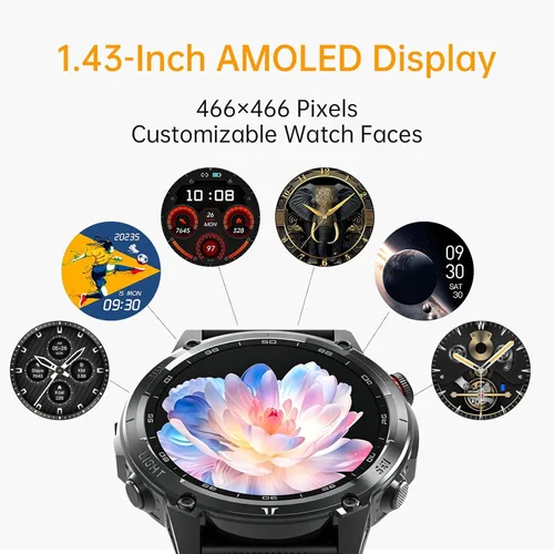 Miniatura 8 de Reloj inteligente para hombres y mujeres, llamada Bluetooth, pantalla táctil de 1.43 pulgadas, rastreador de actividad física con frecuencia