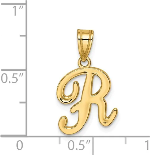 Miniatura 3 de Colgante de letra inicial de oro amarillo macizo de 14 quilates, 0.709 in x 0.472 in, Metal