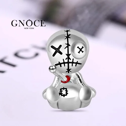 Miniatura 2 de GNOCE Dije de muñeca Voodoo de plata de ley 925 con dije de cuentas para mujer pulseracollar regalos de Halloween para niñas esposa hija Plata