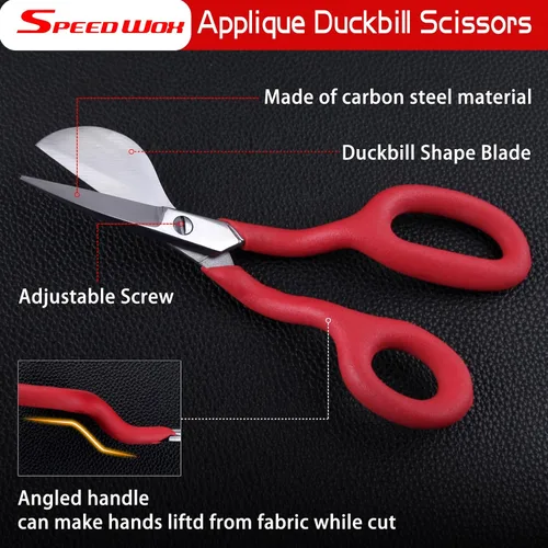 Miniatura 2 de SPEEDWOX Juego de 2 tijeras de 7 pulgadas – Apliques de pico de pato de acero inoxidable y bordado a máquina de doble curva para alfombra con mango