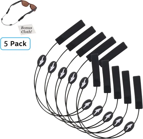 Miniatura 2 de Correa ajustable para lentes (estilo tiburón) – Correa de gafas de sol sin cola – Soporte de cuerda para gafas – Con paño de limpieza de gafas