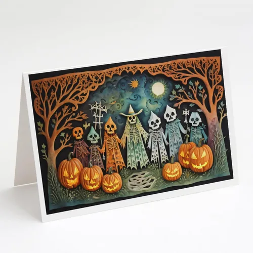 Miniatura 49 de Caroline's Treasures DAC2223GCA7P - Tarjetas de felicitación y sobres de Halloween espeluznantes de gato negro, paquete de 8 tarjetas en blanco