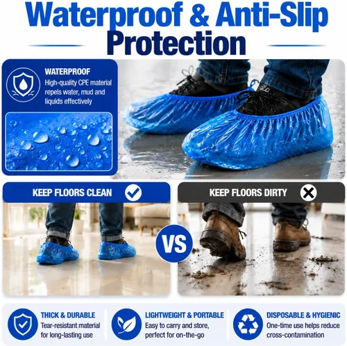 Miniatura 3 de Fundas desechables impermeables antideslizantes – Botines de plástico para interiores, paquete de 60 fundas de zapatos de ajuste universal