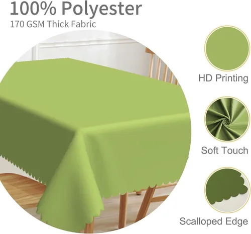 Miniatura 3 de 52x70inches Apple Green Tablecloth Heavy Duty Washable Polyester Fabric Table Cloth Rectangular Solid Color Table Cover for Kitchen Dining Room