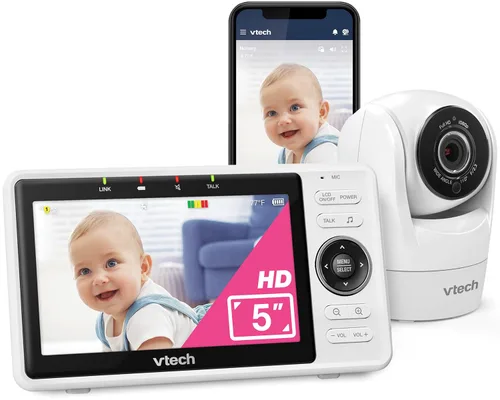 Miniatura 14 de VTech Monitor de bebé WiFi inteligente de 2 cámaras con cámara FHD de 1080p y pantalla IPS HD de 5", aplicación gratuita con video de detección