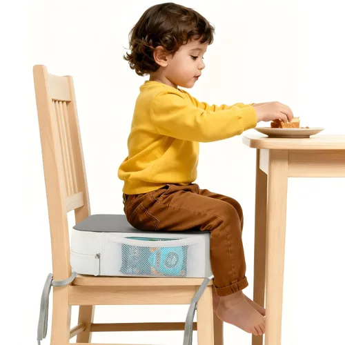 Miniatura 8 de Asiento elevador para silla de cocina, asientos elevadores de 3.8 pulgadas para mesa de comedor con lazos, asiento elevador de comedor