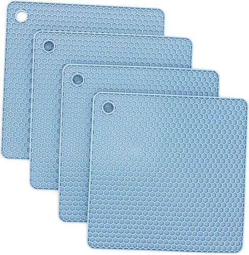 Miniatura 13 de Juego de 2 salvamanteles de silicona de 9 x 12 pulgadas, multiuso, antideslizantes, flexibles, duraderos, resistentes al calor, color rojo, verde