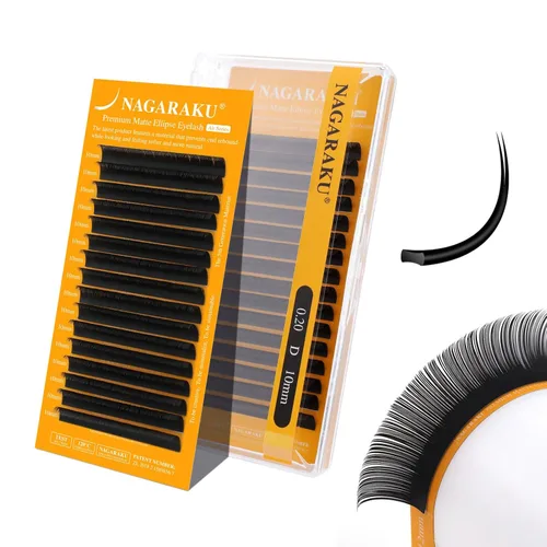 Miniatura 71 de NAGARAKU Extensiones de pestañas elipse con puntas abiertas planas, pestañas individuales de 0.006 in, rizo C, bandeja de mezcla de 0.315-0.591 in