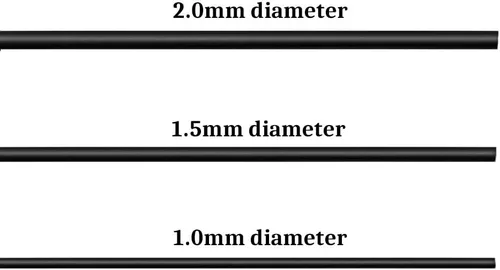 Miniatura 3 de Juego de 3 alambres de entrenamiento para bonsái negros de larga duración de calidad, de 0.039 pulgadas, 0.079 pulgadas, 0.079 pulgadas