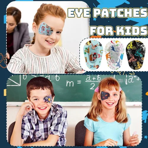 Miniatura 5 de Toulite 90 parches adhesivos para los ojos para niños, sin látex, desechables, lindos vendajes adhesivos para ambliopía, bloqueo de luz, ojos