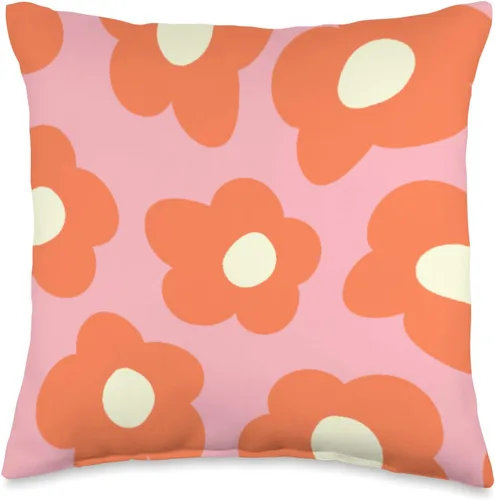 LIA Danish Pastel Decor Co. Cojín de 16 x 16 pulgadas, diseño de margaritas retro con diseño de margaritas en colores pastel danés, multicolor