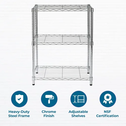 Miniatura 6 de Honey-Can-Do Estantes Ajustables de Servicio Pesado de 3 Niveles, Estante de Almacenamiento de Metal con Capacidad de 250 libras por Estante, cromado