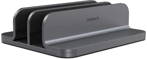 Miniatura 11 de JOKItech Organizador vertical de aluminio doble para laptop, soporte resistente para computadora portátil compatible con Liquid Retina XDR Apple