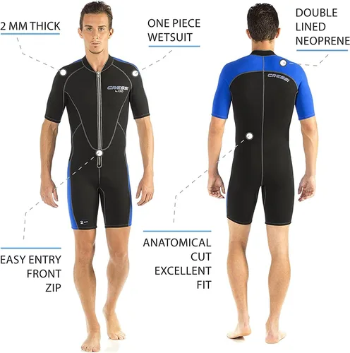 Miniatura 6 de Cressi Traje de neopreno con cremallera frontal completa para hombre para natación, esnórquel, buceo - Lido Short: Diseñado en Italia