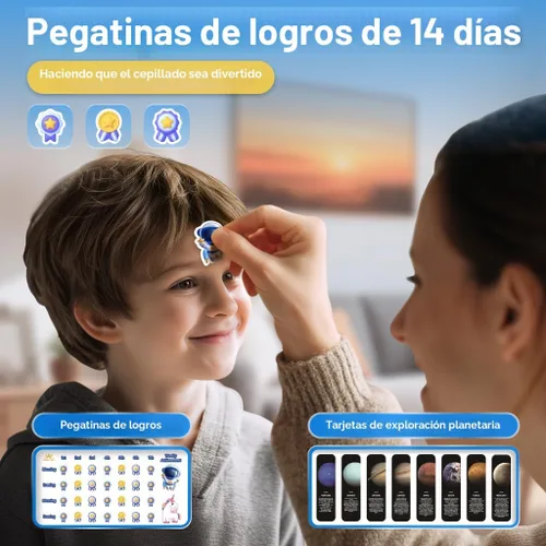 Miniatura 6 de Cepillo de dientes eléctrico recargable para niños de 3-5-6-12-18 años, cepillo de dientes sónico para niños con temporizador, 3 modos, 4 cabezales