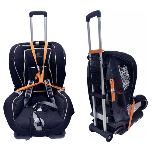 Miniatura 5 de Carrito de viaje para asiento de automóvil para aeropuerto, carrito plegable para asiento de automóvil y rodillo, capacidad de 90 libras para viajes