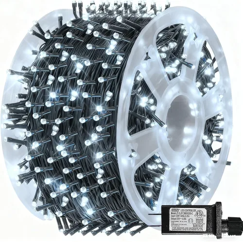 Miniatura 13 de Dazzle Bright - Guirnalda de luces de Navidad para exteriores, 1000 luces LED de 328 pies, enchufe de luz de hada con control remoto, 8 modos