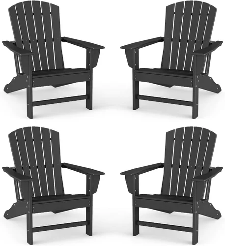 Miniatura 23 de BRIOPAWS - Juego de 2 sillas Adirondack Tamaño grande Silla para hoguera Plástico HDPE Para todo tipo de clima para terraza, al aire gris