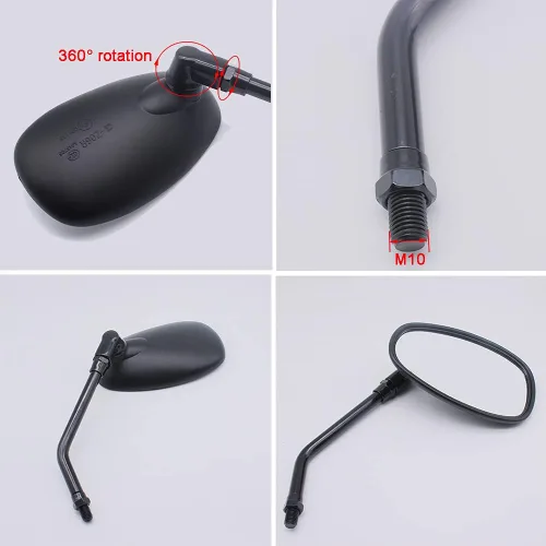Miniatura 6 de Espejos laterales retrovisores para manillar de motocicleta, 0.394 in para Honda Sports Bike Cruiser Chopper Dirt Bike Scooter