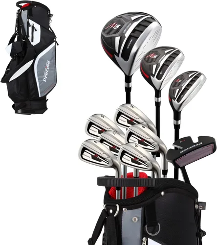 Precise Juego de golf M5 para hombre – Conductor de 460 cc, madera de calle, híbrido, hierros de 5 PW, putter y bolsa de soporte | Juego completo de