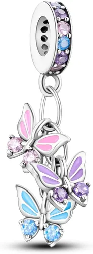 Parmuz Dijes para pulseras de plata de ley 925 con diseño de mariposa para viajes de verano, cuentas de la suerte del océano, regalo de joyería para