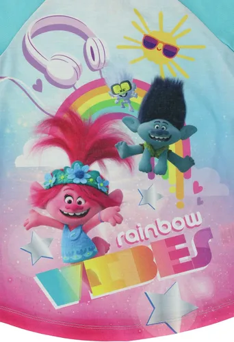Miniatura 3 de DREAMWORKS TROLLS Conjunto de pijama para niña con pantuflas Cozeez a juego, azul, talla 3, Azul