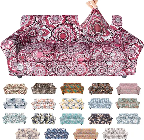 Miniatura 39 de Fundas elásticas para silla, fundas elásticas para sillón de 2 piezas, fundas de sofá lavables con diseño floral para sillón, protector de muebles