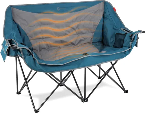 Miniatura 8 de ARROWHEAD OUTDOOR Silla de camping plegable portátil doble Duo con 2 tazas y soporte para copas de vino, bolsa de transporte, soporta hasta 650