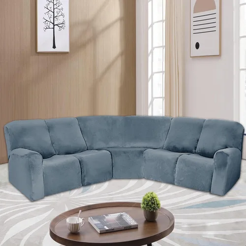 Miniatura 8 de ele ELEOPTION Funda reclinable modular de 5 plazas, 7 piezas, fundas para sofá reclinable en forma de L, protector de muebles, grueso, suave, Gris