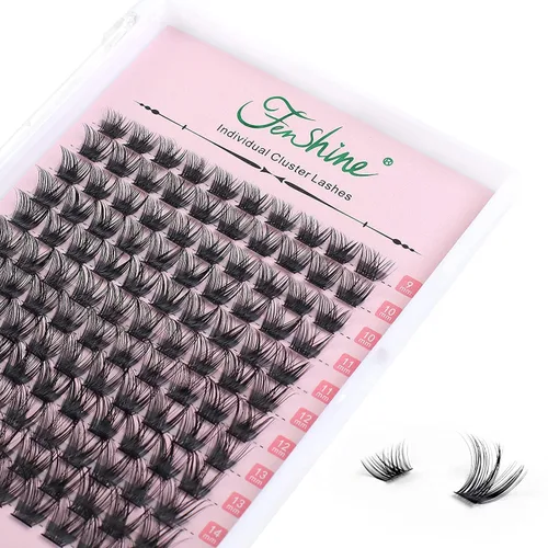 Miniatura 7 de Extensiones de pestañas en racimo, 144 pestañas individuales con tallo ancho, rizo D, longitud de 0.472 in, pestañas postizas individuales suaves