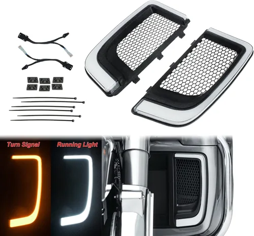 Miniatura 4 de Carenados de Pierna Inferiores Ventilados Guantera con Luces de Señales de Giro LED Compatibles con Harley Touring CVO Street Glide FLHX Road Glide