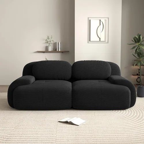Miniatura 3 de Sofá biplaza moderno de 80 pulgadas para sala de estar, sofá de pana en forma de nube con asiento profundo, sofá modular negro, sofás de dos plazas