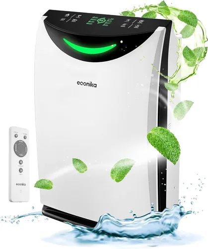 Humidificador 4 en 1 y purificador de aire en una habitación grande, purificador de aire HEPA Combo con luz UV, limpiador de habitación grande para