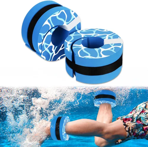 Miniatura 8 de Hikeen Swim Aquatic Cuffs,High-Density EVA Water Aerobics Float Ring Fitness Pool Exercise Weights Set, Water Ankles Arms Belts with Adjustable Rosa