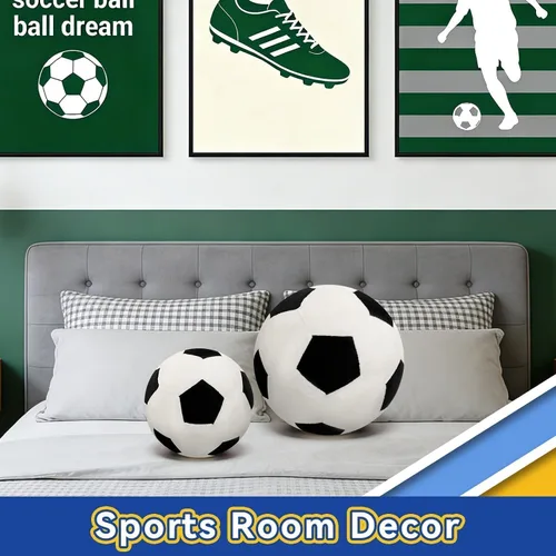 Miniatura 8 de Almohada de fútbol esponjosa – Pelota de fútbol orbicular duradera de 8 pulgadas, almohadas decorativas de fútbol de relleno suave para sofá