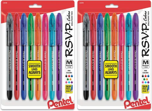 Miniatura 10 de Pentel® R.S.V.P.® - Bolígrafos de punta media, 0.039 in, barril transparente, colores de tinta surtidos, paquete de 8 Varios